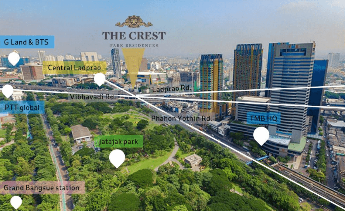 泰国曼谷新CBD拉抛区双轨交汇高奢公寓 | The Crest Park Residences