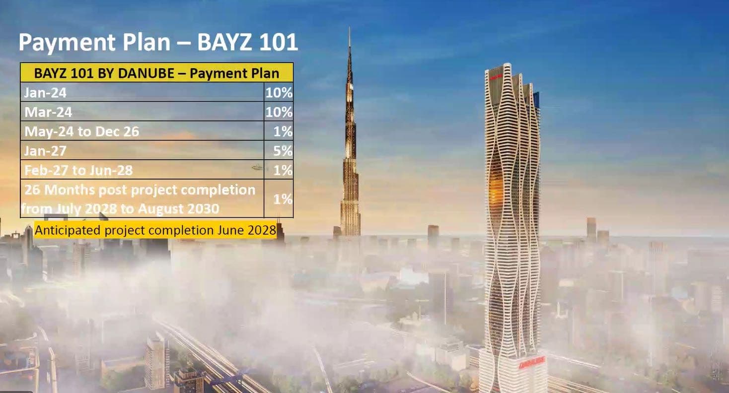 迪拜 | 6年0息付款!市中心坐拥豪华101层摩天大楼 Bayz 101