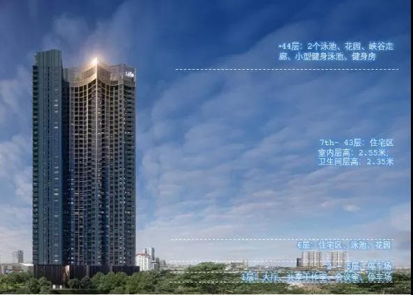 泰国曼谷双轨交汇地标公寓 Life Ladprao Vally 王者天玺 2室1卫 60平米