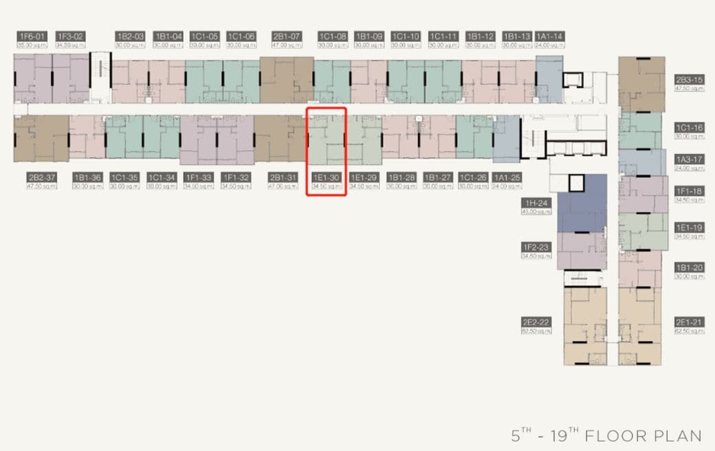 泰国曼谷现房湄南国际 Parkland Charan-Pinklao 17层 1居 34.5平米