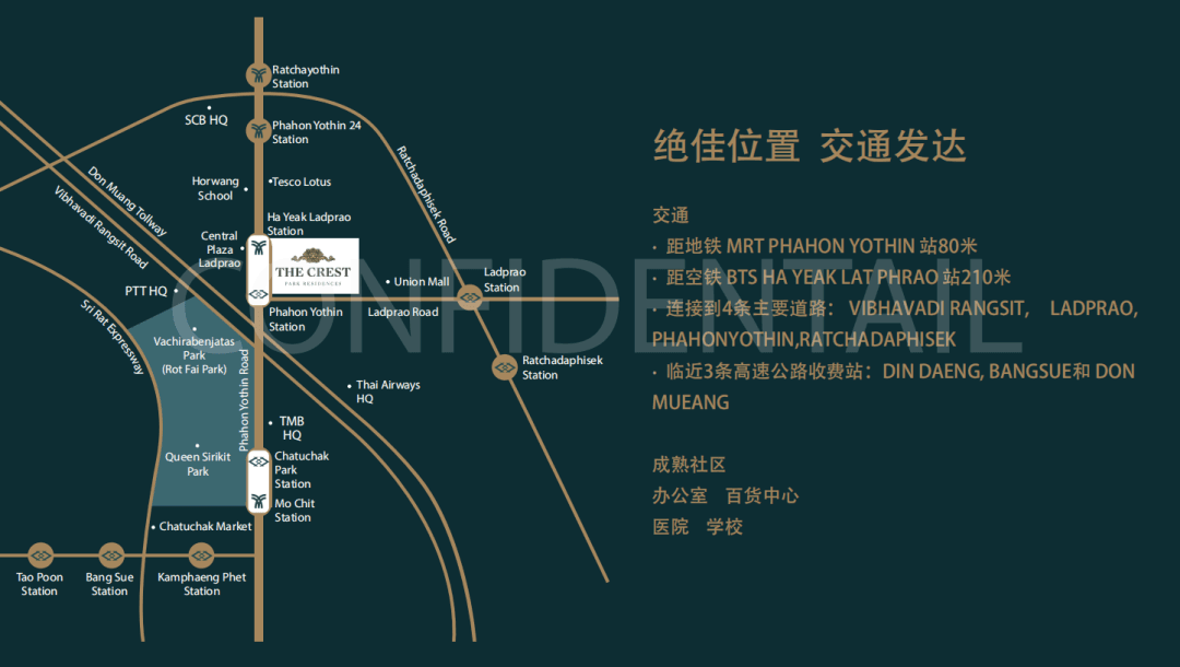 泰国曼谷新CBD拉抛区双轨交汇高奢公寓 | The Crest Park Residences