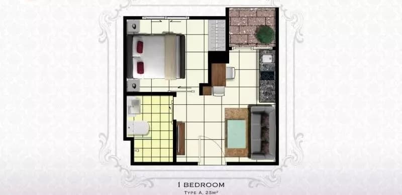 泰国芭提雅现房公寓 Arcadia Beach Resort 7层 1居 25平米