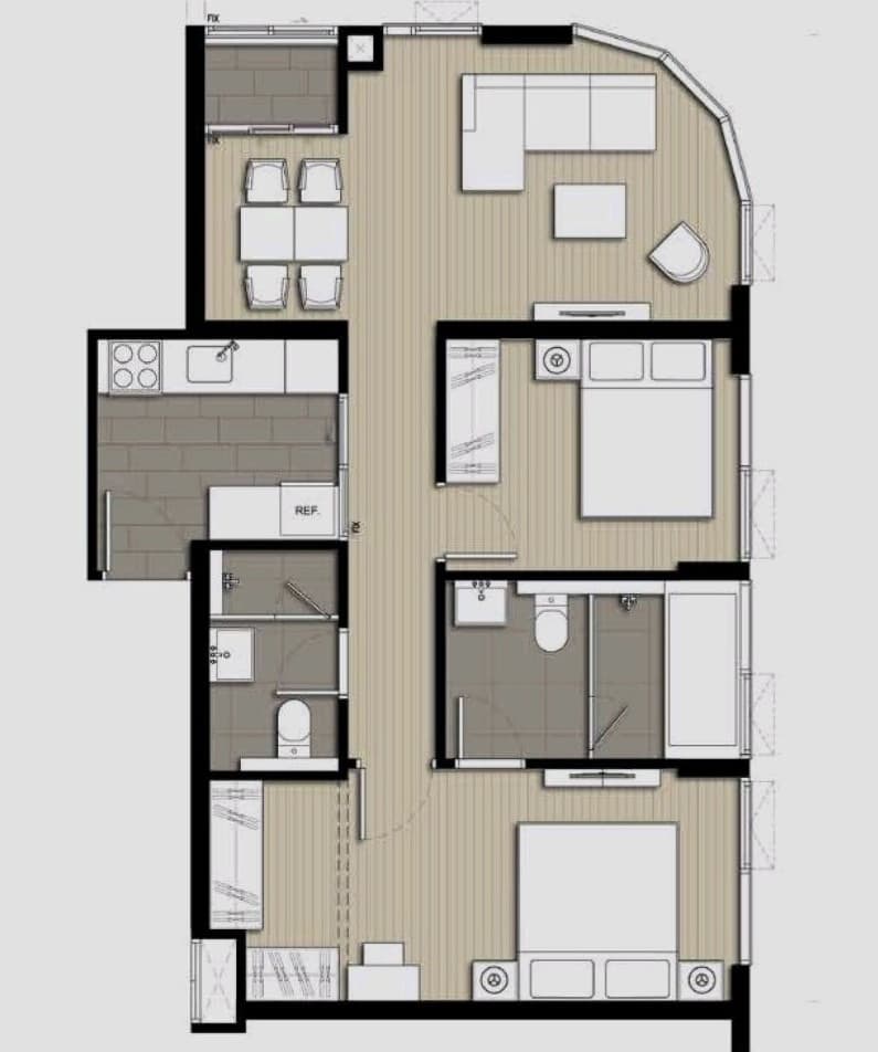 泰国曼谷公寓 Ideo Q Sukhumvit 33 12层 2居 65平米