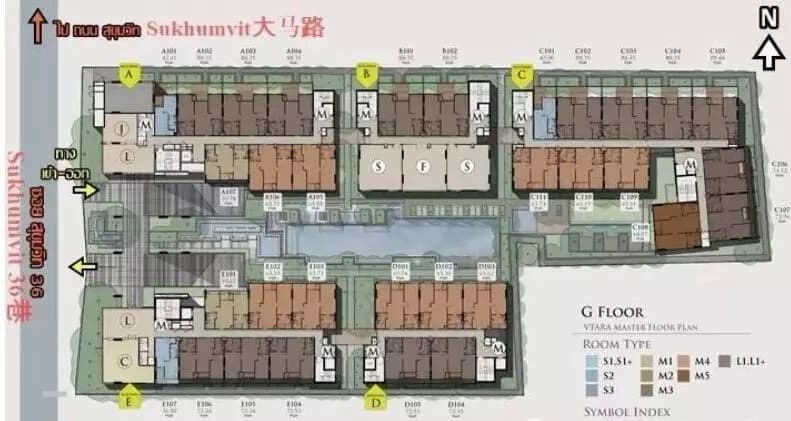 泰国曼谷公寓 Vtara 36 1居/2居 29.34/29.46/77.72平米（三套）