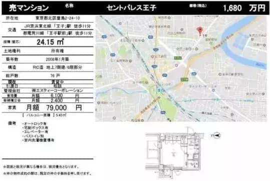 日本东京公寓 セントパレス王子 6层 1居 24.15平米