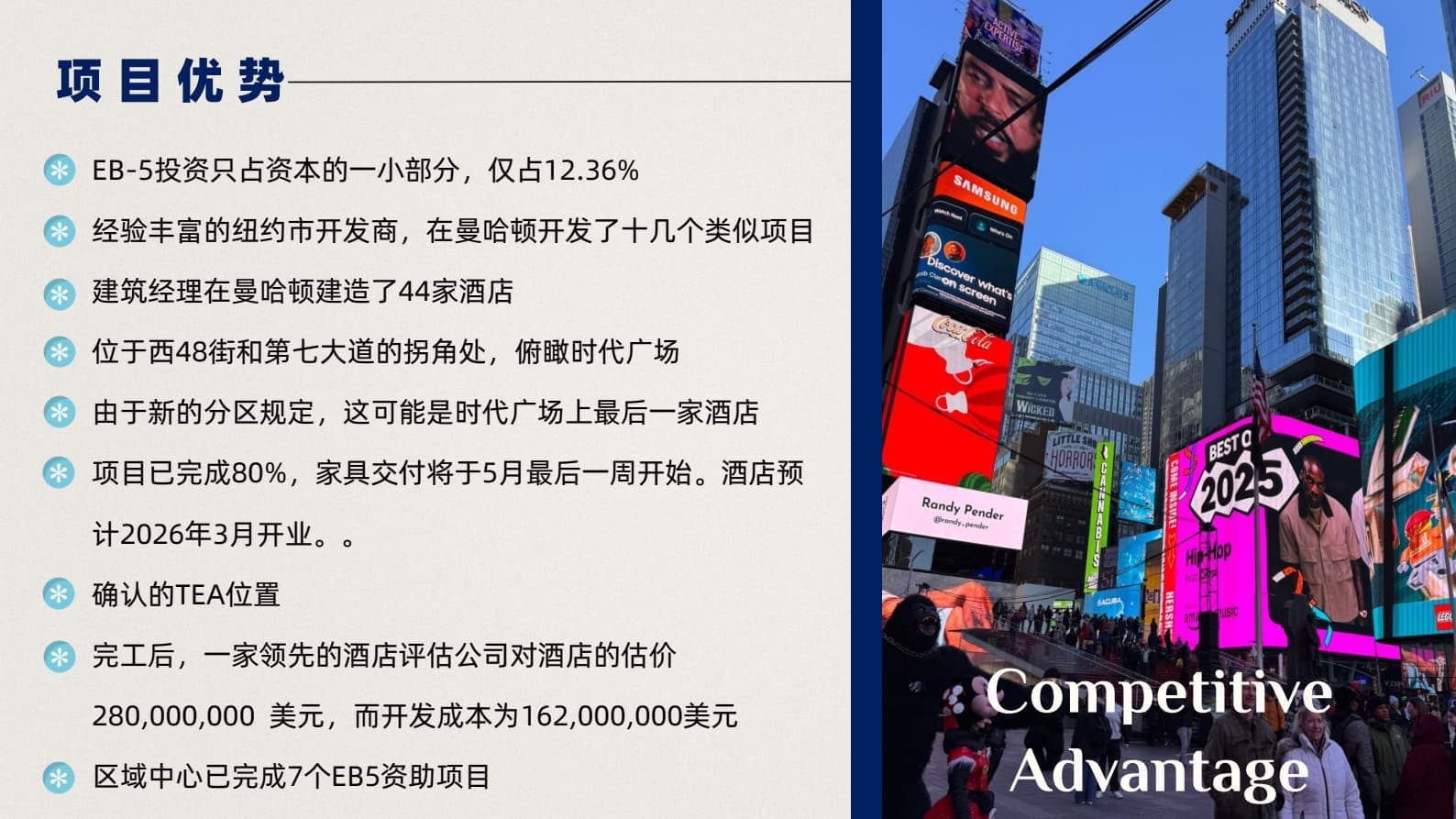 Times Square, New York, USA | VOCO Hotel | EB5 Investment $800,000