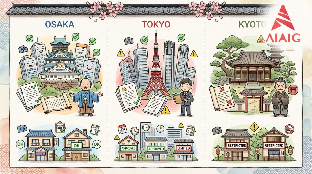 Osaka vs Tokyo vs Kyoto: Minpaku Regulation Comparison Table | Ordinance...