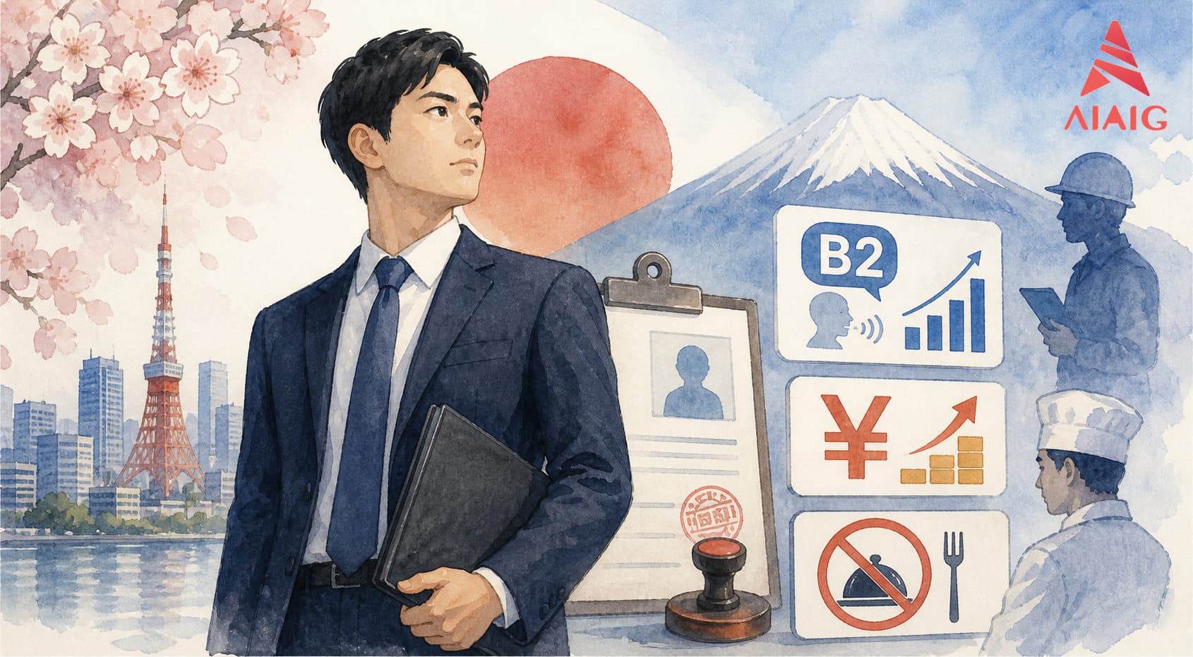 日本2026年工作签证重大改革:工程师签证须达B2日语水平、申请费暴涨至7万日元、特定技能餐饮业暂停新申请