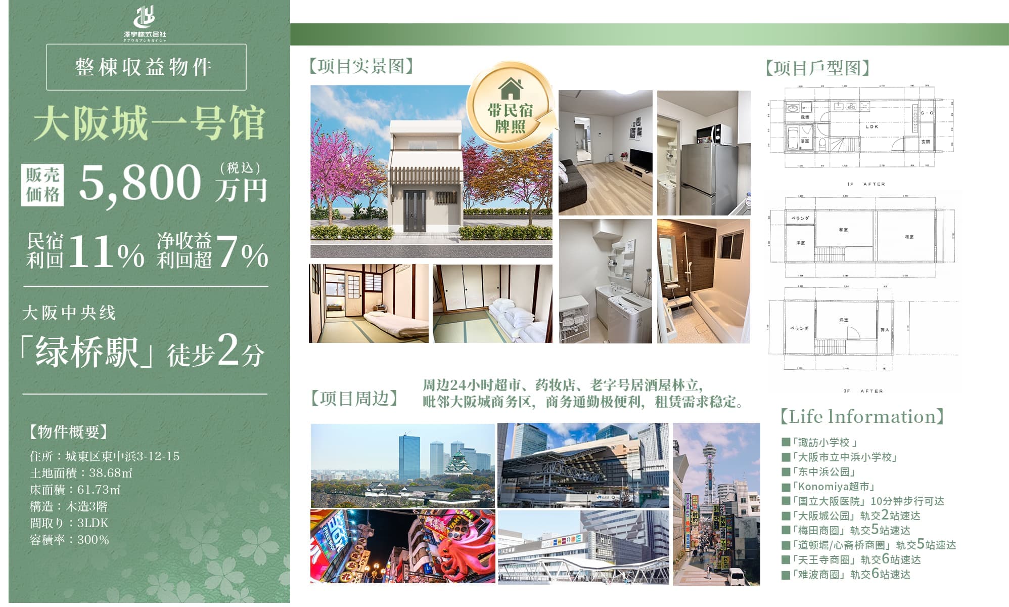 Osaka Castle No.1 House, 3LDK, Total Price ¥58 Million